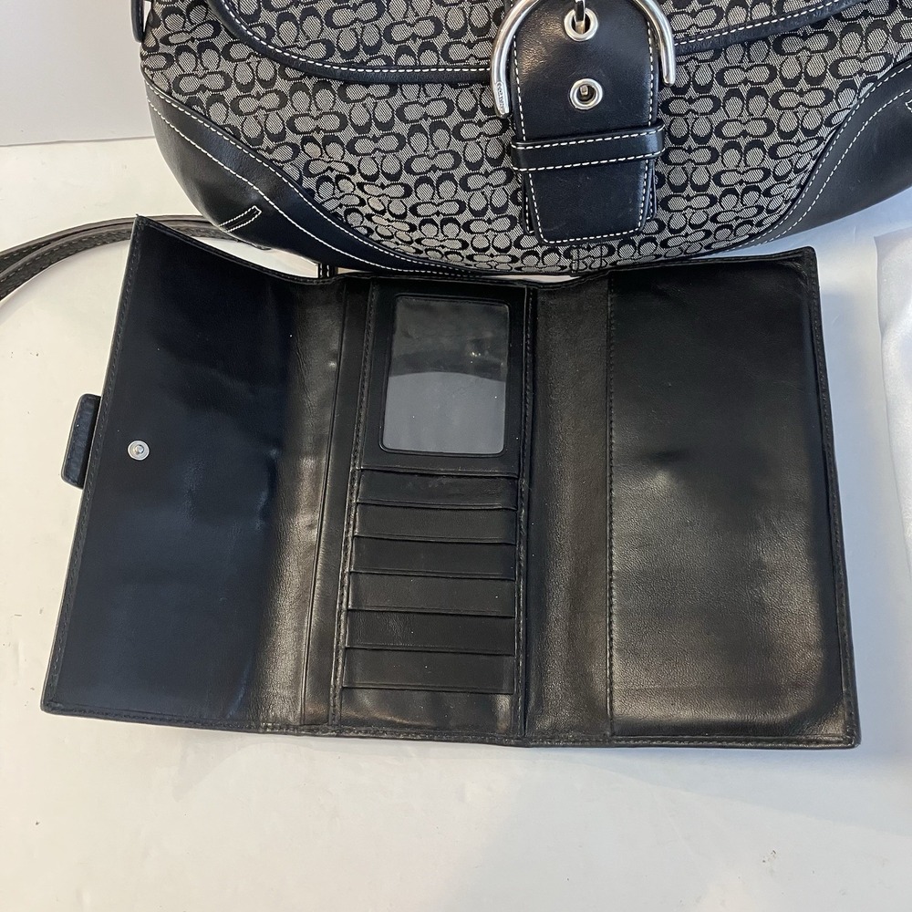 Coach VTG Y2k Black Soho Hobo‎ Stitchflap With Wallet - Picture 6 of 7